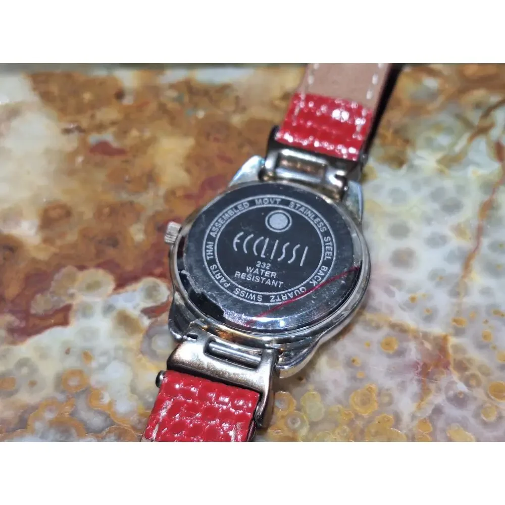 Ecclissi Sterling Silver Watch Model 232 NOS Unworn 3 Unused Leather Bands Box
